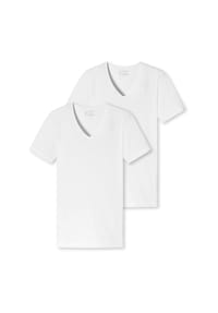 SCHIESSER - T-Shirt, 2er-Pack, V-Ausschnitt, für Herren - 100 WEISS