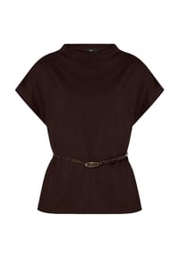 zero - Kurzarm-Shirt mit Gürtel - Black Beauty