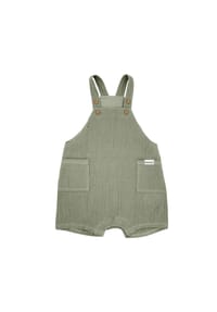 maximo® - GOTS BABY-Latzshorts, Taschen Musselinstoff, Futter, Windelöffnung - altindigo-weiß-streifen