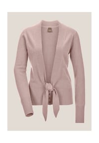 MADELEINE - Kaschmir-Strickjacke mit tiefem V-Ausschnitt und Bindeband - bambusgrün