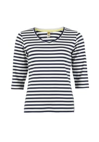 ROADSIGN® australia - Damen Langarmshirt Fresh Lines mit Streifen Design, aus elastischer Baumwolle, mit 3/4-Arm, zeitlos und bequem - blau/weiss