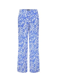 BETTY BARCLAY - Leinenhose mit elastischem Bund - Weiß/Blau