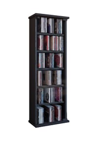 VCM. - CD Regal Holz | platzsparender CD Schrank mit ESG-Sicherheitsglastüren für 150 CDs oder 65 DVDs oder 36-Videos | Maße: H. 92 x B. 31 x T. 18 cm | elegantes DVD Regal stehend | Blu ray Regal | Vetro - Buche