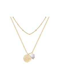 VALERO PEARLS - Damen Kette aus Edelstahl in Gelbgold mit Süßwasser-Zuchtperle - gelbgold