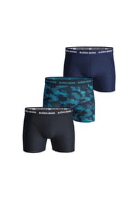 BJÖRN BORG - Herren Boxershorts, 3er Pack - Cotton Stretch Boxer Trunks, Baumwolle, Logobund - Blau/Hellblau