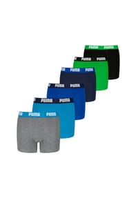 PUMA® - Jungen Boxer Shorts, 6er Pack - Everyday Basic Boxers ECOM 6P, Cotton Stretch - Blau/Grau/Grün