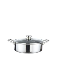 Cheffinger - ø32 cm mit Glasdeckel & Wabenstruktur - Induktionsgeeignet - Silber 32 cm