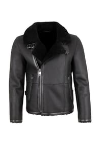 JILANI - Herren Lammfelljacke Lederjacke schwarz - schwarz