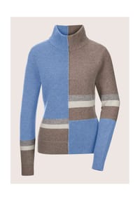 MADELEINE - Intarsienpullover mit Stehkragen - gletscherblau / multicolor