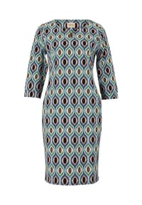 CARTOON - Etuikleid, Split-Neck, für Damen - 8850 BLUE/GREEN