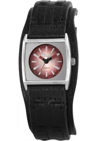 RAPTOR Raptor - Damen Quarz Armbanduhr Lenar mit Lederarmband - 3 ATM - Mineralglas - weinrot-schwarz-silber