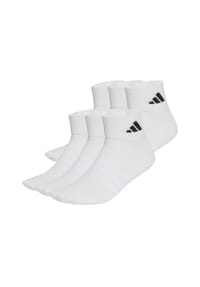 adidas - Unisex Quarter Socken, 6er Pack - Cushioned Essentials Ankle Socks, Logo, gepolstert, einfarbig - Schwarz