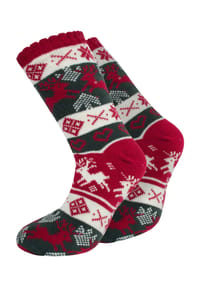 normani® - Strick-Kuschelsocken mit Norwegermotiv und ABS - Oliv