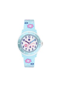 s.Oliver - Armbanduhr mit süßem Blumenprint - blau