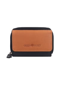 GREEN BURRY - Nappa Nappa Geldbörse RFID Schutz Leder 11 cm - black-tan