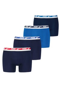 PUMA® - Herren Boxershorts, 4er Pack - Everyday Multi Logo ECOM, Cotton Stretch - Blau