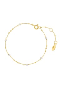 Leaf - Damen Armband, 925er Silber mit Süßwasser-Zuchtperlen  - GOLD