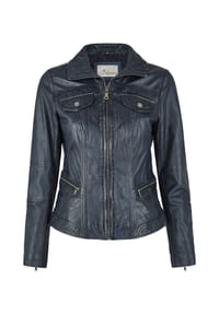 7eleven - Lederjacke SERAMONA mit Zierpaspeln - Dunkelblau