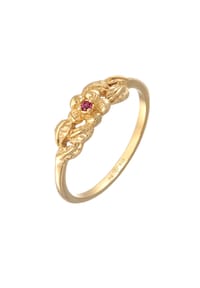 elli. - Ring Elli Ring Blume Floral Synthetischer Rubin 925 Silber Vergoldet - Gold
