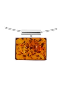 OSTSEE-SCHMUCK® - Halsreif mit Anhänger , Gleiter-Classic 28 x 20 mm , Silber 925/000 - silber