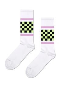 HAPPY SOCKS - Socken "Checked Stripe", Rippbündchen - 1700 BEIGE