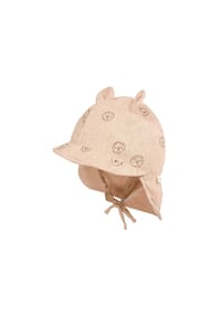 maximo® - GOTS BABY-Schildmütze, Öhrchen Musselinstoff, Nackenschutz, Bindeband - altrosa