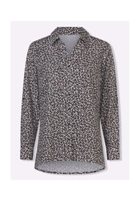 Sieh an! - Longbluse - sand-schwarz-bedruckt