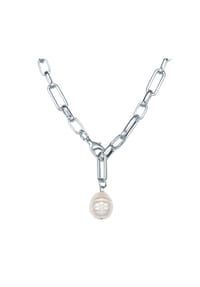 Luluandjane - Damen Kette aus Metall-Legierung in Silber mit Muschelkernperle - silber