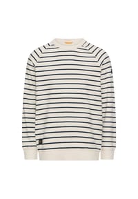 camel active - Gestreiftes Sweatshirt mit Rundhalsausschnitt - Weiß