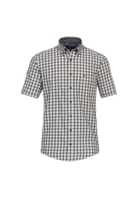 CASAMODA - Herren Freizeithemd Kurzarm kariert Casual Fit - Beige