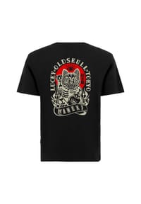 OLDSKULL - T-Shirt ASIAN REBEL CAT KANJI GRAPHIC mit coolem Backprint - Black