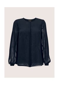 MADELEINE - Elegante Bluse mit plissiertem Rückenteil - marine