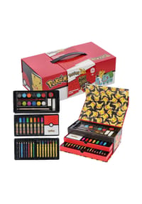 Nintendo - POKÉMON Malkoffer für Kinder – Kreativset mit Stiften, Farben und - Rot 26x9,5x13,5 cm
