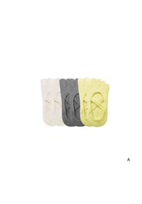 MUNADUNA - 3er-Pack Yoga-Zehensocken mit Doppelkreuz Zehensocken,Anti-Rutsch,Elastisch - Dunkelgrau-Rosa Mix
