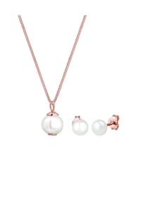 elli. - Schmuckset Luxuriös Filigran Süßwasserzuchtperlen 925 Silber - Gold