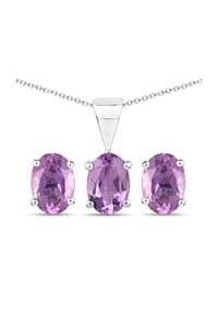 caї - Schmuck-Set 925/- Sterling Silber 3 Amethyst 2,4 ct. - weiß