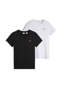 Levi's® - Damen T-Shirt, 2er Pack - Perfect Tee, Rundhals, Baumwolle - Schwarz/Schwarz-Weiß
