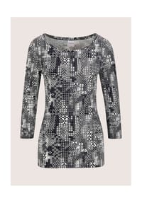 MADELEINE - Rundhals-Shirt mit 3/4-Ärmeln - schwarz / offwhite