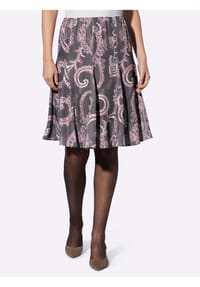 heine - Druck-Rock - anthrazit-mauve-bedruckt