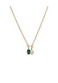 elli. PREMIUM - Halskette Tropfen Zirkonia Synthetischer Smaragd 925 Sterling Silber - Gold