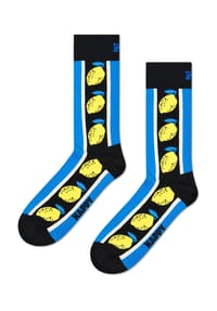 HAPPY SOCKS - Socken "Lemon", Rippbündchen - 9000 BLACK