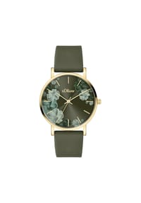 s.Oliver - Uhr - mit schönen Blumendetails - grau