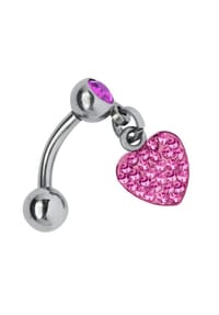 Adelia's - Titan Banane - Bauchnabel Piercing Herzanhänger pink - pink