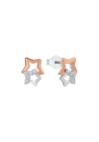 amor - Damen Ohrstecker "Stern", 925er Silber - BICOLOR