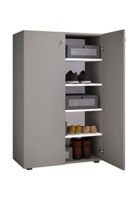 VCM. - Holz-Schuhschrank | Maße: H. 110 x B. 70 x T. 39 cm | Allzweckschrank | 5 Fächer | 2 Drehtüren– Lona - Anthrazit / Honig-Eiche