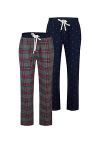 HAPPY SHORTS - Pyjamahose Christmas - navy green check/gingerbreadmen