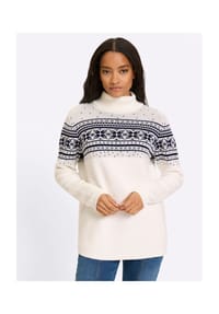heine - Pullover - ecru-marine-gemustert