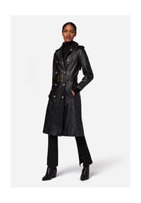 RICANO - Damen Ledermantel Gloria, Trenchcoat mit Reverskragen und Zweireihigem Verschluss - Camel (Wildleder)