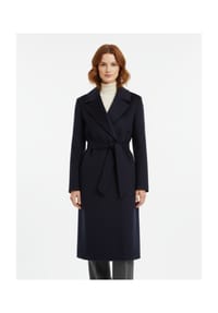 RICANO - Damen Wollmantel Lavinia mit Double Faced Wool, Reverskragen & Bindegürtel - Blau