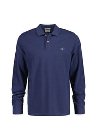 GANT - Herren Poloshirt - REGULAR SHIELD LONGSLEEVE PIQUE RUGGER, Langarm, Logo - Blau
